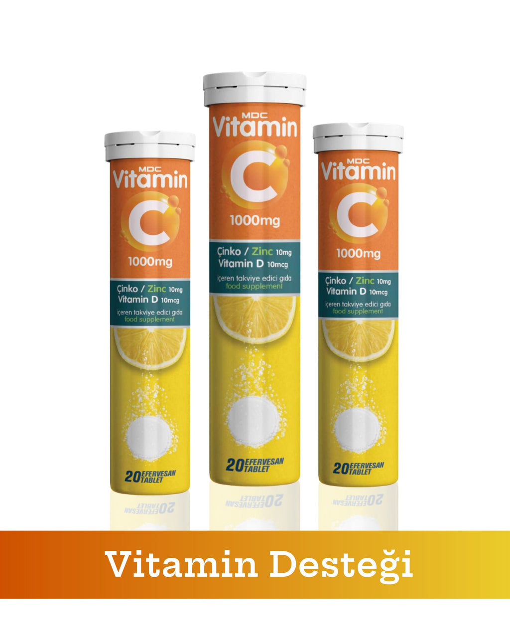 MDC Vitamin C & Çinko & Vitamin D 20 Efervesan Tablet x 3 TÜP