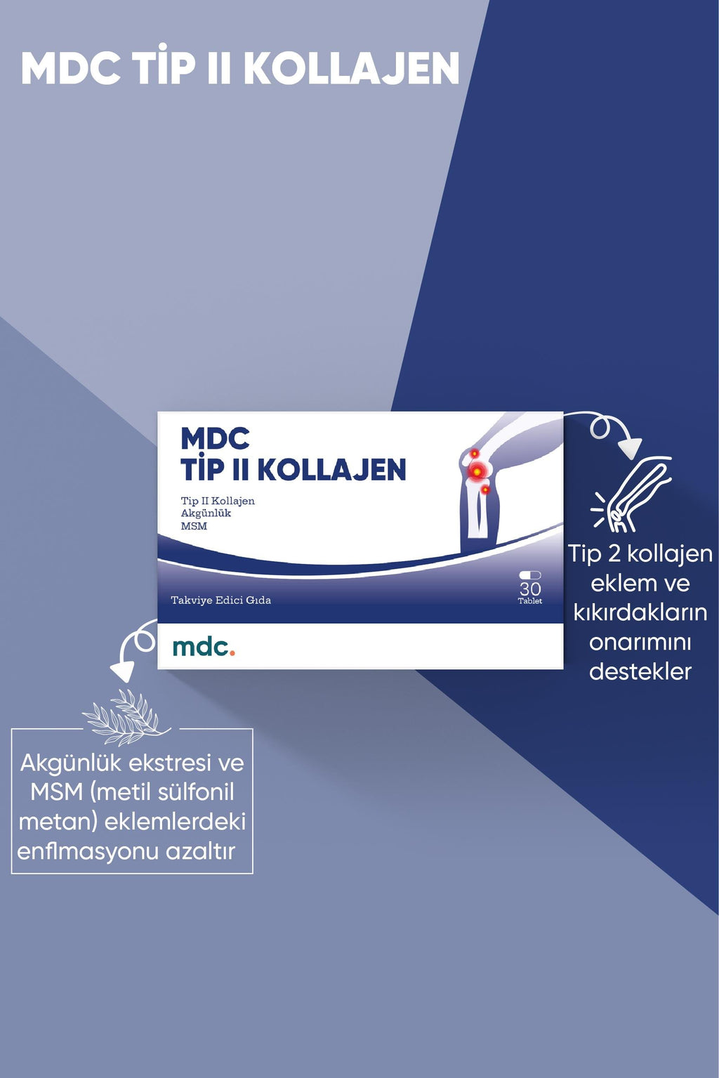 MDC Tip 2 Kolajen 30 Tablet (TİP 2 KOLAJEN, MSM, AKGÜNLÜK)