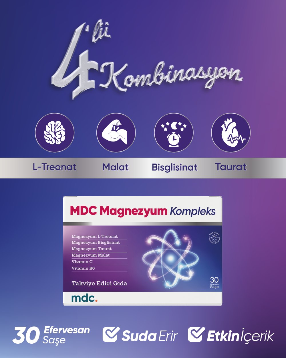 Magnesium Complex 60 Tablets 125 mg - Bisglycinate - Taurate - Malate - Citrate - B6