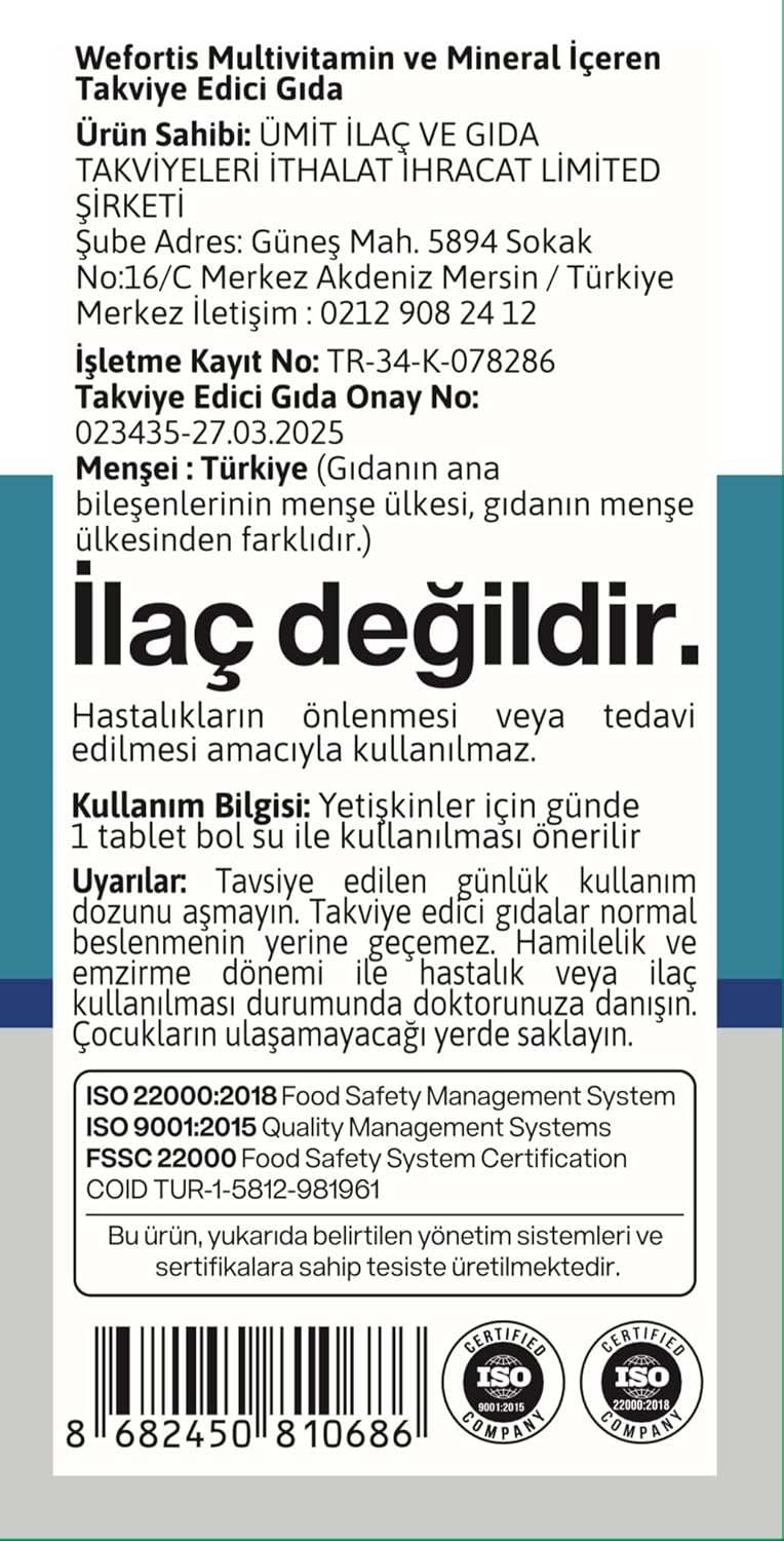 WEFORTİS Multivitamin Complex 60 Tablet