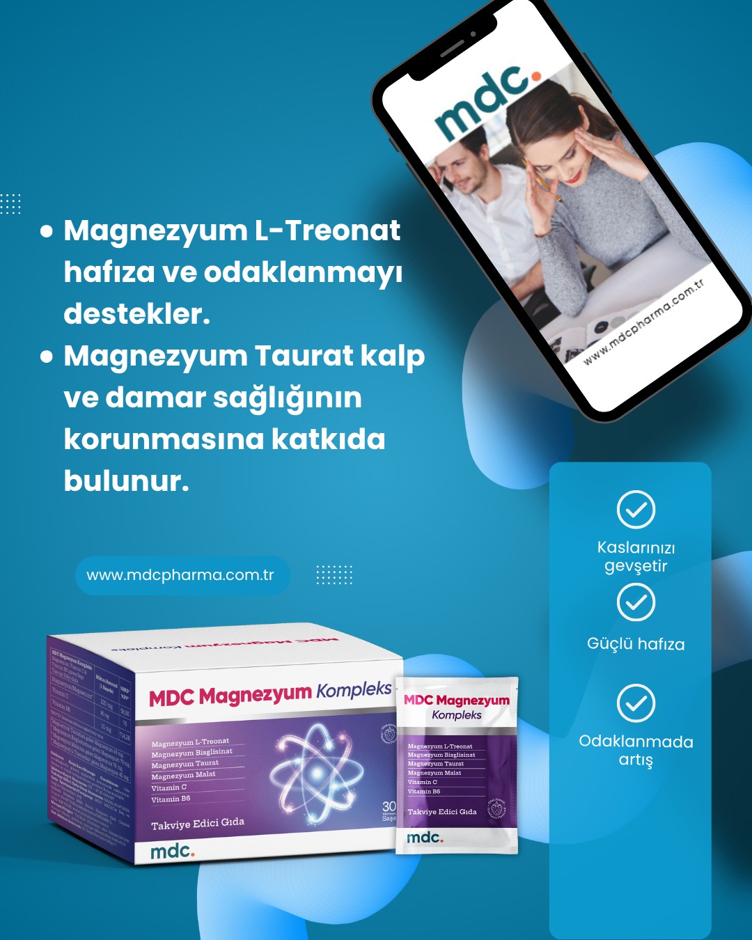 Magnezyum Complex 60 Tablet 125 Mg - Bisiglinat - Taurat - Malat - Sitrat - B6