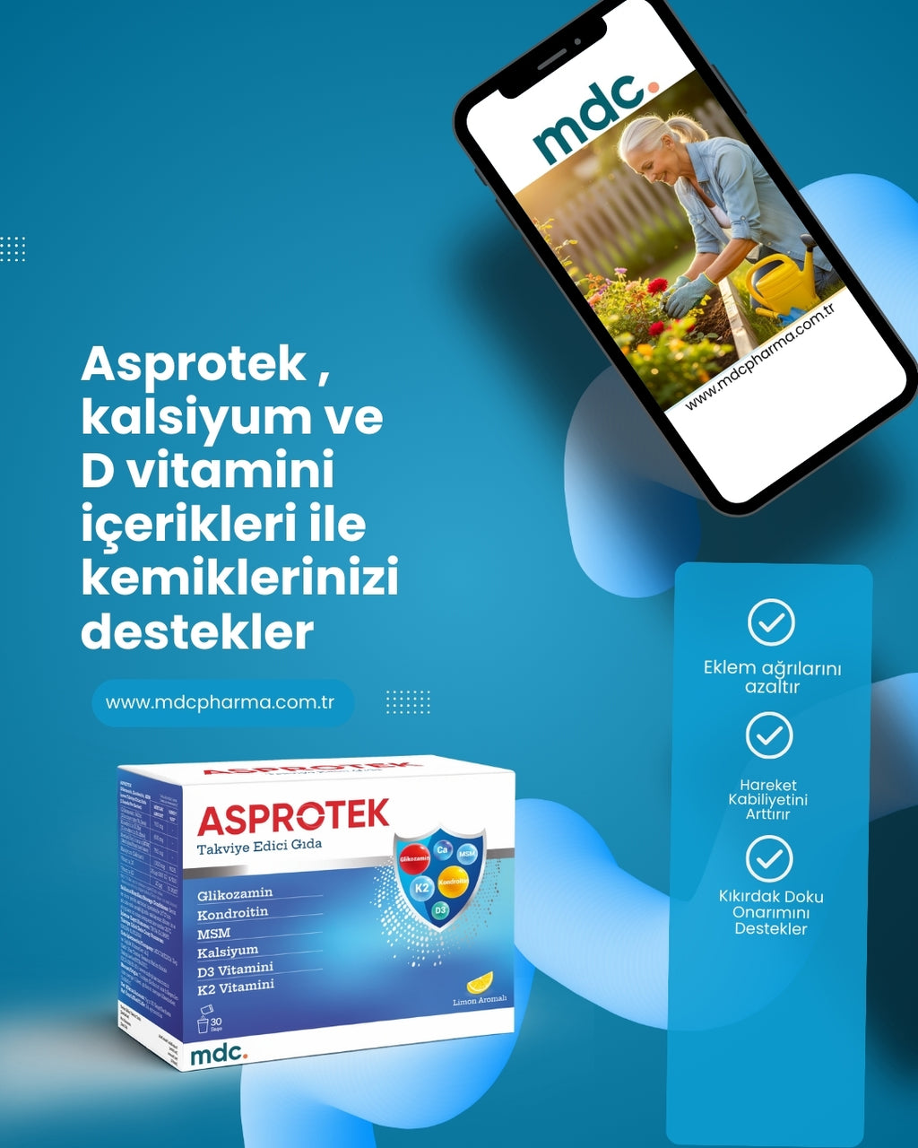 ASPROTEK (Glucosamine, Chondroitin, MSM, Calcium) 30 Sachets
