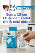 DS Plus Yara Örtüsü 5 cm x 7.5 cm Nonwoven Steril ve Hijyenik ( 10'lu Kutu)