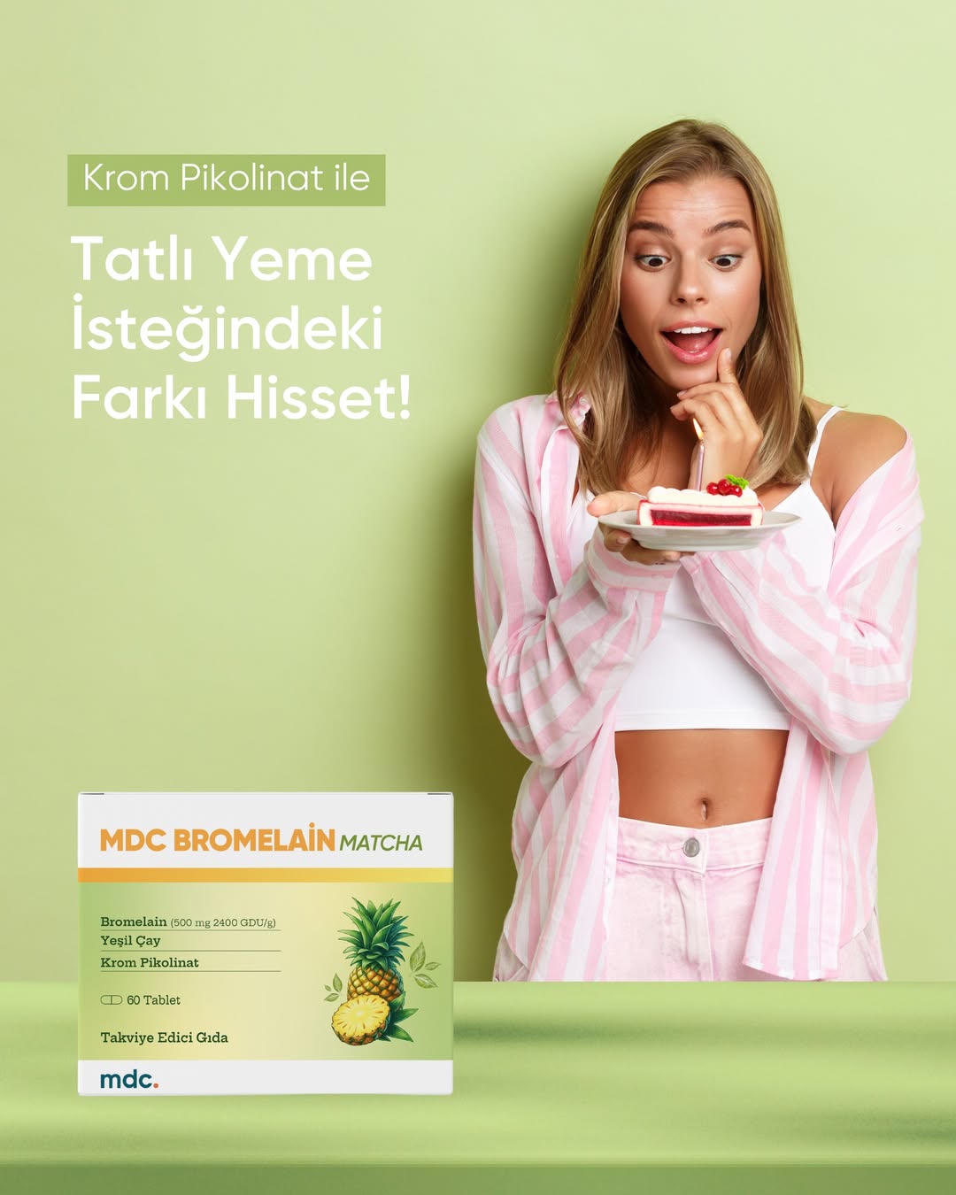 MDC Bromelain Matcha 60 Tablet 500 Mg 2400 Gdu/g (DİYET TAKVİYESİ)