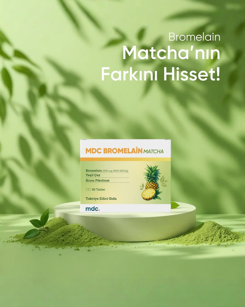 MDC Bromelain Matcha 60 Tablet 500 Mg 2400 Gdu/g (DİYET TAKVİYESİ)