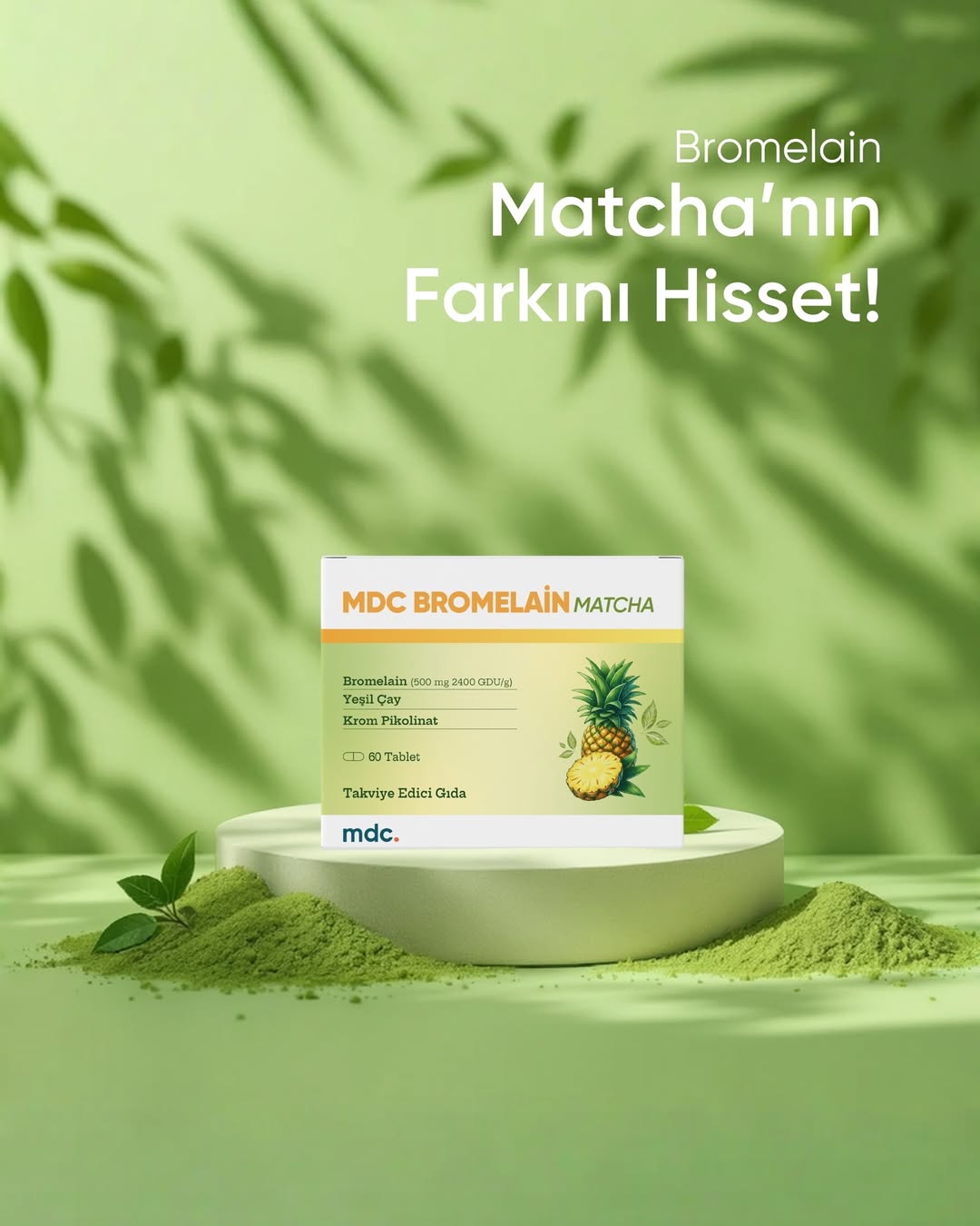 MDC Bromelain Matcha 60 Tablet 500 Mg 2400 Gdu/g (DİYET TAKVİYESİ)