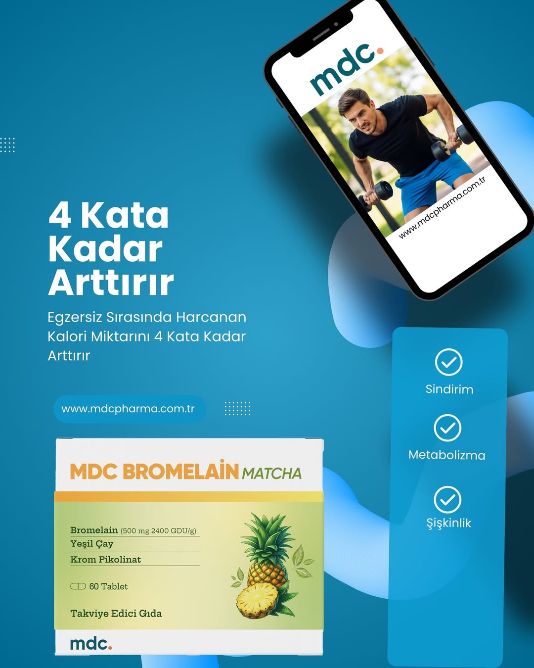 MDC Bromelain Matcha 60 Tablet 500 Mg 2400 Gdu/g (DİYET TAKVİYESİ)