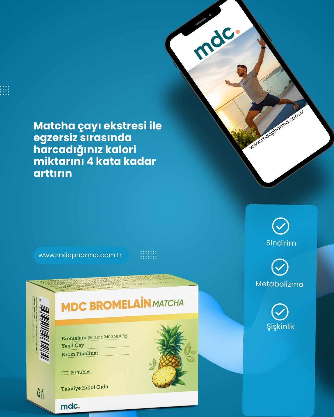 MDC Bromelain Matcha 60 Tablet 500 Mg 2400 Gdu/g (DİYET TAKVİYESİ)
