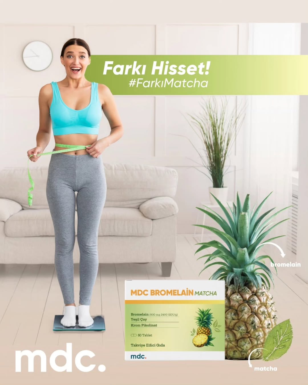 MDC Bromelain Matcha 60 Tablet 500 Mg 2400 Gdu/g (DİYET TAKVİYESİ)
