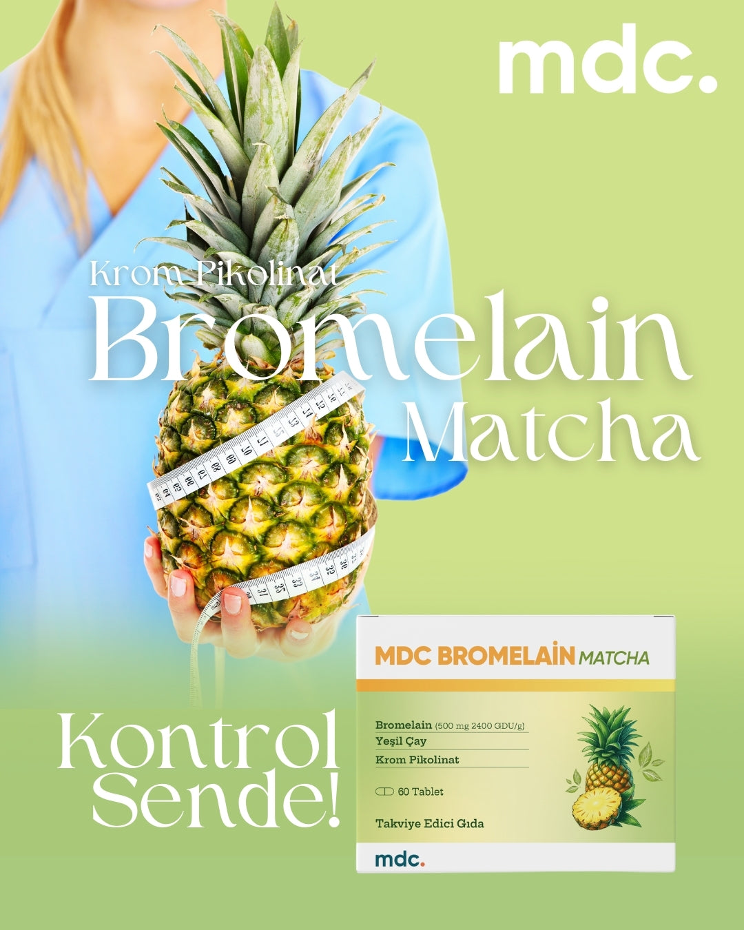 MDC Bromelain Matcha 60 Tablet 500 Mg 2400 Gdu/g (DİYET TAKVİYESİ)