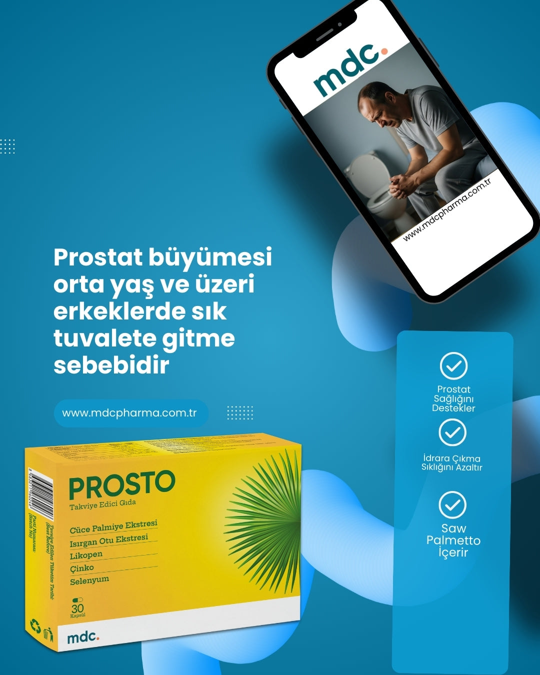 PROSTO (Saw Palmetto, Isırgan Otu, Likopen, Çinko, Selenyum) 30 Kapsül