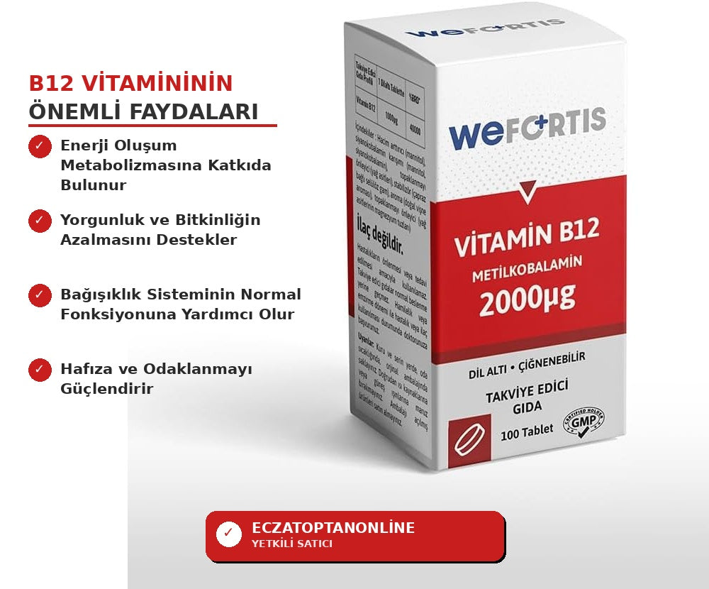 Wefortis B12 (Methylcobalamin) 100 Çiğneme Tablet