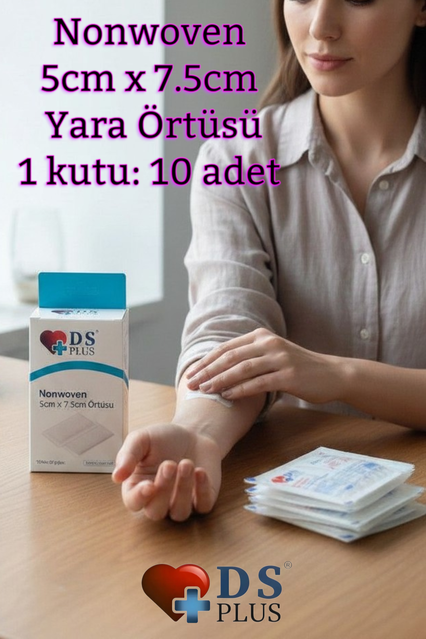DS Plus Yara Örtüsü 5 cm x 7.5 cm Nonwoven Steril ve Hijyenik ( 10'lu Kutu)