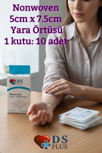DS Plus Yara Örtüsü 5 cm x 7.5 cm Nonwoven Steril ve Hijyenik ( 10'lu Kutu)