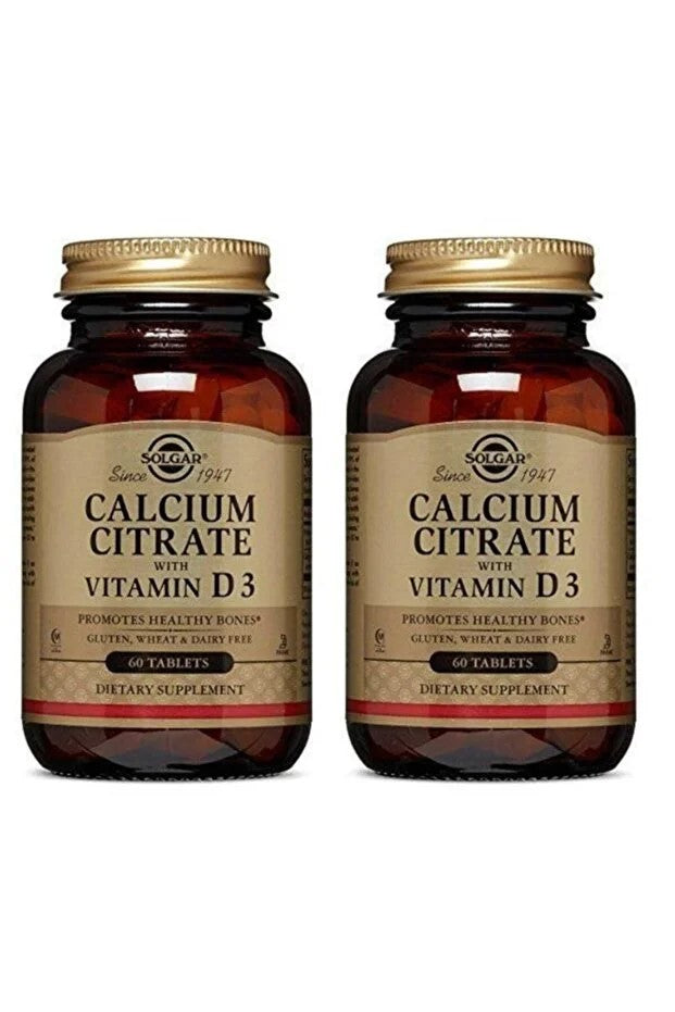 Solgar Calcium Citrate with Vitamin D3 60 Tablet  x 2 kutu (Kalsiyum Sitrat ve Vitamin D3)