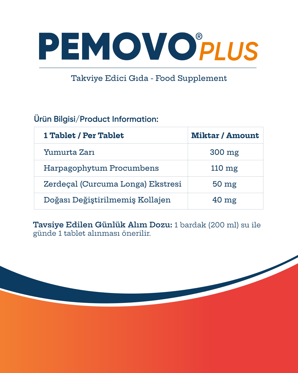 MDC Pemovo Plus 30 Tablet 2'Lİ PAKET (SAF YUMURTA KABUĞU ZARI, TİP 2 KOLAJEN, ŞEYTAN PENÇESİ VE ZERDEÇAL EKSTRESİ) (Kopya)