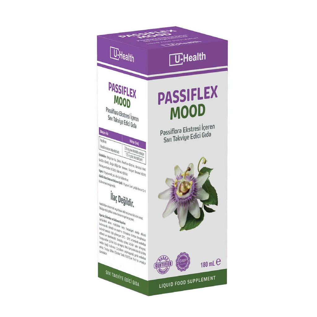 U-Health Pharma Passiflex Mood Passiflora Ekstresi İçeren Sıvı Takviye Edici Gıda 180 ml