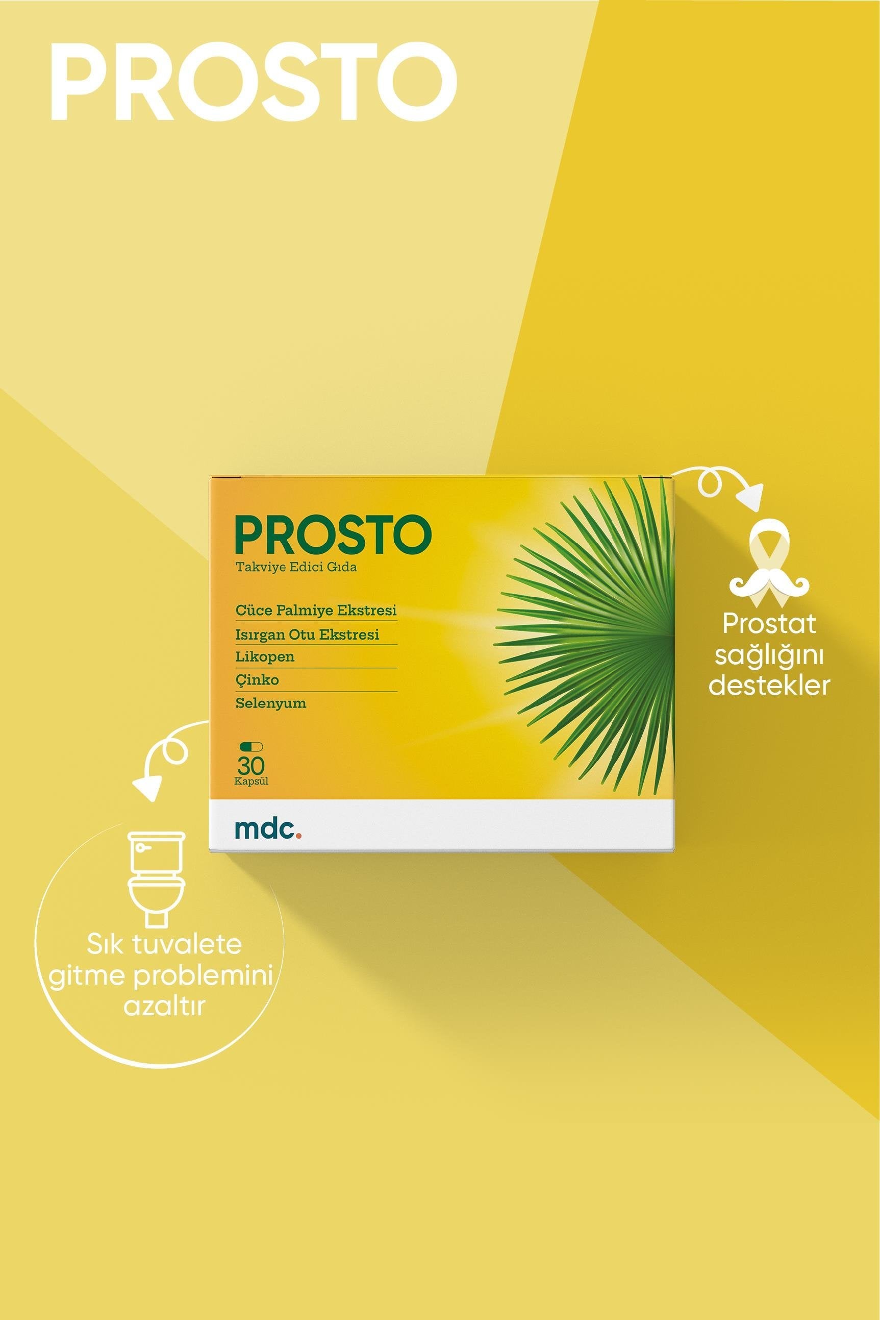 PROSTO (Saw Palmetto, Isırgan Otu, Likopen, Çinko, Selenyum) 30 Kapsül