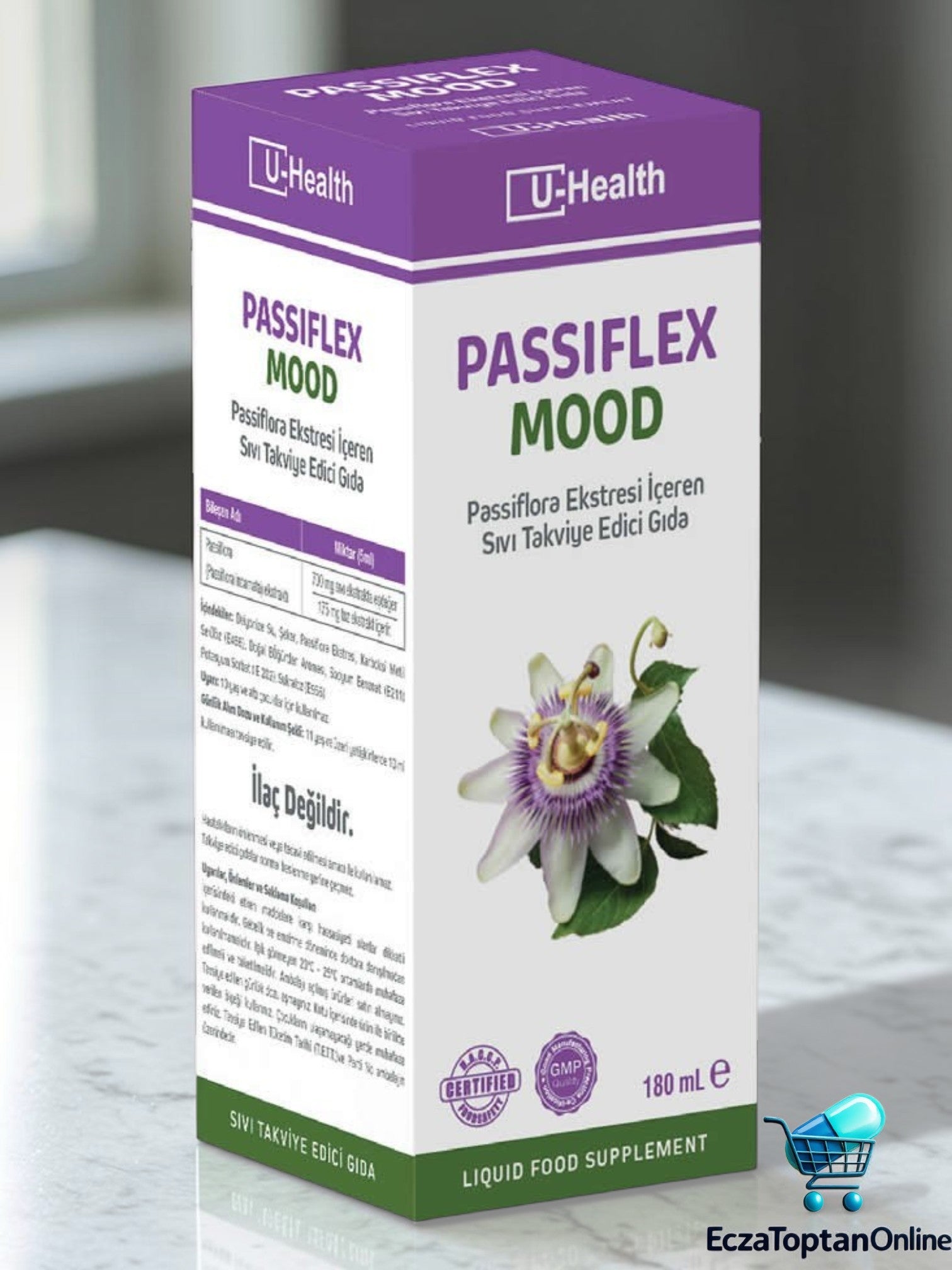 U-Health Pharma Passiflex Mood Passiflora Ekstresi İçeren Sıvı Takviye Edici Gıda 180 ml