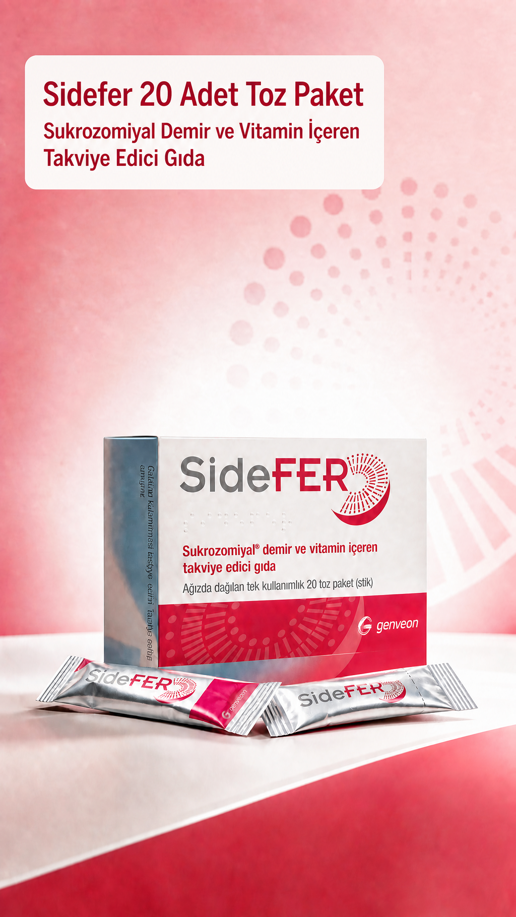 SideFER stik 20 Sukrozomiyal® Demir ve vitamin içeren takviye edici gıda